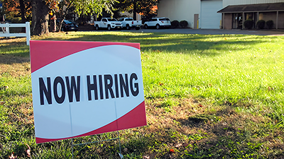 image of Now Hiring yard sign